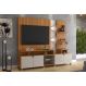Home Cross Frisado Painel P/ Tvs Até 55'' C/ 4 Portas E Prateleiras P/ Decoração - Jequitiba/Off White Perolizado