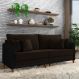 Sofá Living Montecarlo 3 Lugares Bipartido 252cm Pés em Madeira Veludo/PU Marrom/Preto G33 - Gran Belo