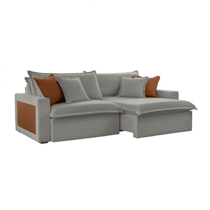 Image of Sofá 3 Lugares Retrátil E Reclinável Dubai Linho Cinza 210 Cm PLA-MO895UP15GBKMOB