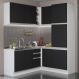 Cozinha Completa de Canto Madesa Glamy 329001 com Armário e Balcão (Sem Tampo e Pia) - Branco/Preto