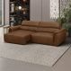 Sofá Decorativo Lorenzo 3 Lugares Sala de estar 240cm Reclinável e Retrátil Couro Marrom Claro Manchado G88 - Gran Belo