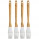 Kit 4 Pincéis Culinários de Silicone Cabo em Bambu para Alimentos Cozinha