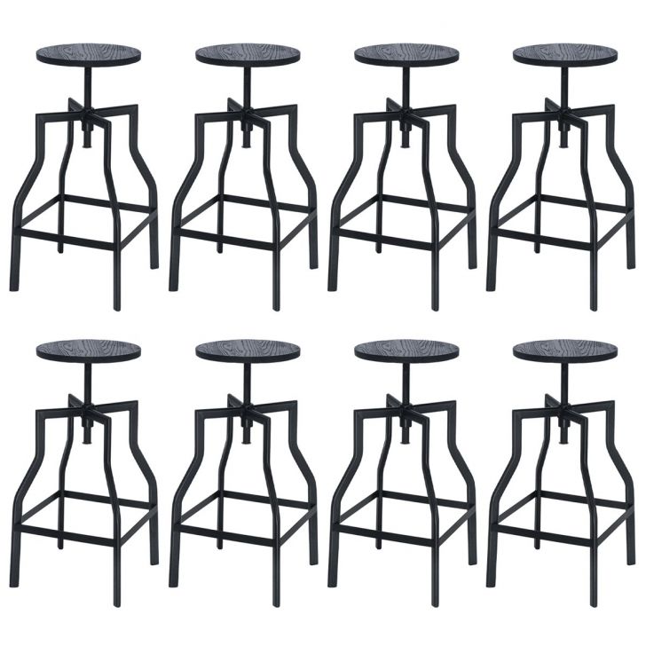 Kit 8 banquetas altas retro loft bancada industrial Turner Preto