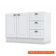 Balcão de Cozinha Nova York 2 Portas 3 Gavetas Branco