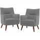 Kit 02 Poltronas Decorativa Fixa Pés de Madeira Isabella D02 Veludo Cinza C-317 - Lyam Decor