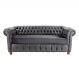 Sofá Chesterfield Capitone Luiz XV Suede Cinza 200M