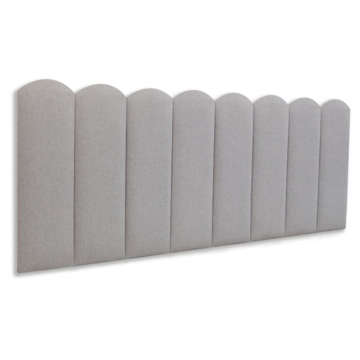 Cabeceira Queen Estofada Para Cama Box Kit 8 Placas Adesivas - Modelo Nuvem Linho Gelo