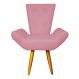 Poltrona Decorativa Emília Barca Pés Palito Suede Rosa - DS Estofados