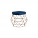Puff Decorativo Base Gold Elsa Veludo Azul G41 - Gran Belo