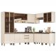 Cozinha Completa de Canto 9 Peças Connect Off White com Cristaleira e Aéreo Vidro - Móveis Henn