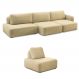Conjunto Sala de Estar 1 Sofá Retrátil Modulado 402cm e 1 Poltrona Santiago Bouclê Bege G89 - Gran Belo