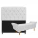 Kit Cabeceira Lady e Recamier Ari 90 cm Corano Branco - Amarena Móveis