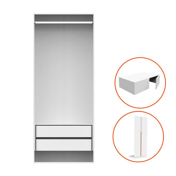 Guarda-roupa Modulado Com Maleiro E Cabideiro New Tuyo 4 Portas Articuladas 2 Gavetas Branco 90 Cm