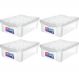 Kit 4 Caixas Organizadoras Plásticas com Tampa Empilhável 13,5L Transparente Ordene Radical Color