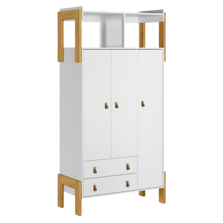 Guarda Roupa Infantil com 3 Portas Bilbao Branco Acetinado