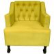 Poltronas Decorativa Pés Luis XV Gênises Encosto Estilo Capitonê Suede Amarelo - DS Estofados