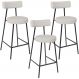 Kit 03 Banquetas Baixa Para Cozinha Sala De Jantar Bar Bancada Milão L02 Bouclê Cru - Lyam Decor