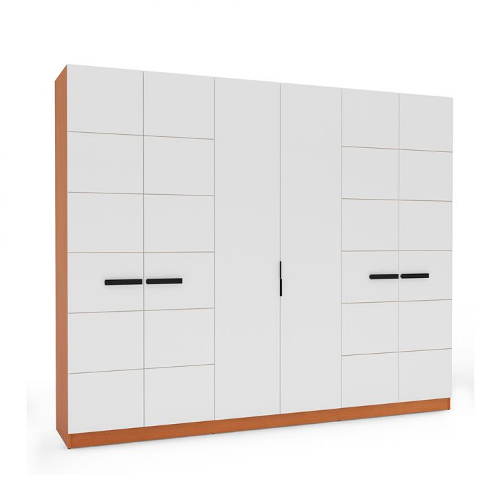 Guarda-roupa Casal Lisboa 6 Portas 4 Gavetas Freijó E Branco