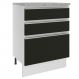 Balcão Armário de Cozinha 60 cm 3 Gavetas Branco/Preto Glamy Madesa