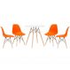 Mesa redonda Eames 70 cm branco + 4 cadeiras Eiffel DSW Laranja