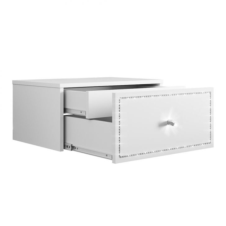 Mesa De Cabeceira Strass 2 Gavetas Branca