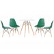 Mesa redonda Eames 70 cm + 4 cadeiras Eiffel DSW Mesa branco com cadeiras verde escuro