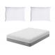 Colchão Queen Sublime Mola Ensacada e Espuma Viscoelástica (32x158x198) Cinza e Branco com 2 Travesseiros Guldi Soft Nasa Branco