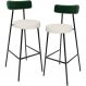Kit 02 Banquetas Alta Bar Cozinha Sala De Jantar Milão L02 Facto Verde Linho Champagne - Lyam Decor