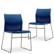 Kit 02 Cadeiras Fixa Base Preta Empilhável Connect F02 Azul Marinho - Lyam Decor