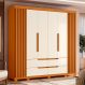Guarda-Roupa Casal Doble 4 Portas 4 Gavetas Cinamomo e Off White