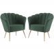 Kit 2 Poltronas Decorativas Pes Aço Dourado 7048 Veludo Verde Dmobiliario