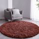 Tapete Pelo Alto Felpudo Macio Anti Derrapante Anti Alérgico Marrom Redondo - 60 cm Tapete para Sala e Quarto