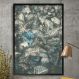 Quadro Decorativo Flores Preto E Azul-34x49Cm