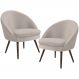 Kit 02 Poltronas Decorativas Fixa Pés Palito Rafa D02 Veludo Bege C-309 - Lyam Decor