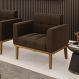 Poltrona Decorativa Karen Pés Fixo em Madeira Castanho Suede Marrom 19 - Gran Belo
