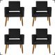 Kit 4 Poltronas Decorativas Para Sala, Manicure, Quarto Isa Suede Preto Pé Castanho - Clique E Decore