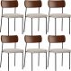 Kit 06 Cadeiras Para Sala De Jantar Melina L02 Couríssimo Marrom Linho Cru - Lyam Decor