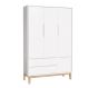 Guarda-Roupa Retrô 3 Portas Classic New Branco Fosco com Natural - MoveisAqui