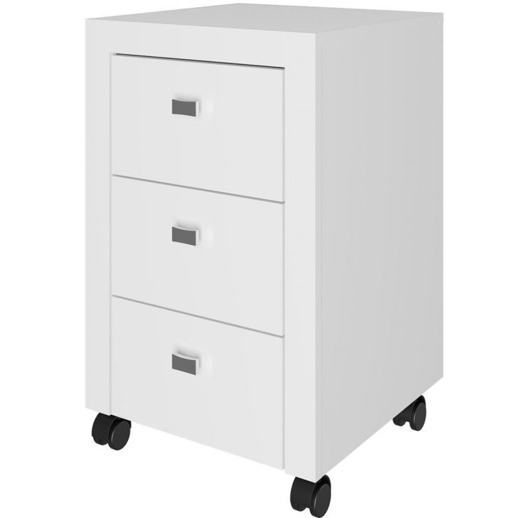 Gaveteiro para Escritório 3 Gavetas com Rodízios Branco