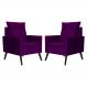 Kit 02 Poltronas Ligia Requinte Veludo Roxo - DS Estofados