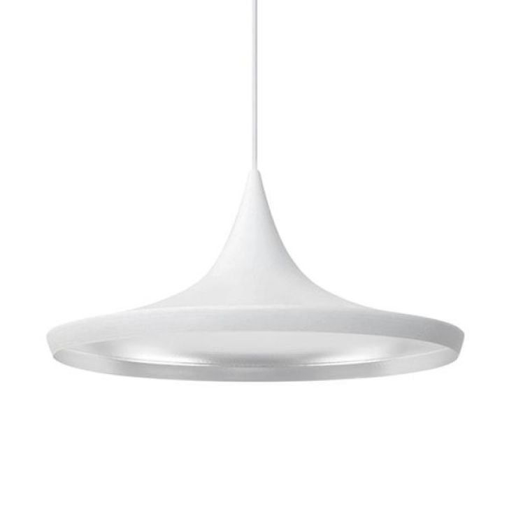 Luminária pendente Tom Dixon Beat Wide Chapéu Branco com interior branco