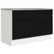 Balcão Gabinete de Pia Cozinha 120 x 60 cm 1 Porta 2 Gavetas Branco/Preto (Com Tampo) Agata Madesa
