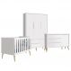 Quarto Infantil Theo 3 portas Branco Fosco com Pés Madeira Natural - Reller Móveis