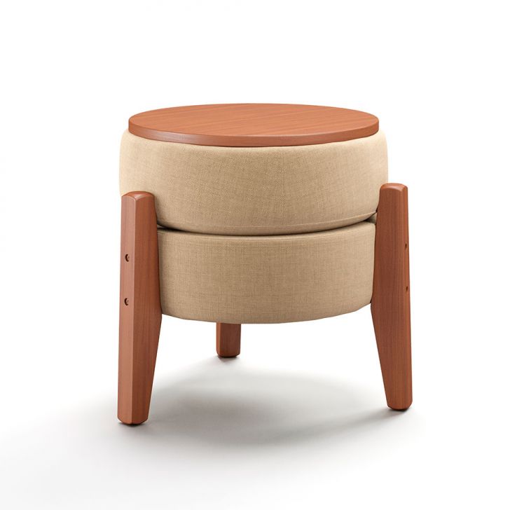 Puff Frapê Linho Bege 47 cm