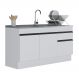 Balcão Cozinha c/ Rodapé Gabinete Pia 150cm 3 Ptas 1 Gav Veneza Multimóveis MP2115.964 Branco/Preto