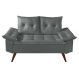 Sofa Retro Bariloche 2 Lugares Revestimento Courino Pes em Madeira