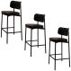 Banqueta Alta Bar Estofada Kit 3 Ella M25 Sintético Preto - Mpozenato