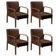 Kit C/ 4 Poltronas Decorativas Anita Braço Madeira Para Recepção - Corino Marrom