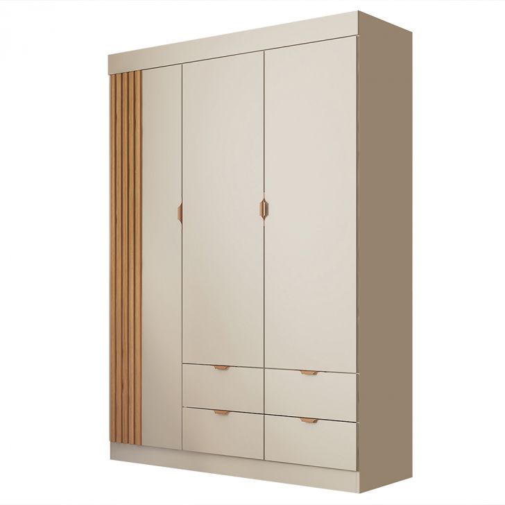 Guarda Roupa Infantil Detalhe Ripada 3 Portas Ayla Off White - Phoenix
