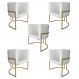 Kit 5 Poltronas Decorativa Luana Base Gold PU Branco - Montanaris Decor